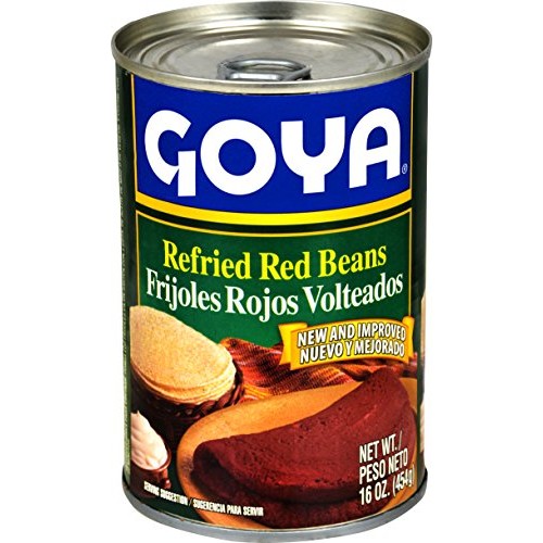 Goya Foods Refried Red Beans Frijoles Rojos Volteados, 16-Ounc