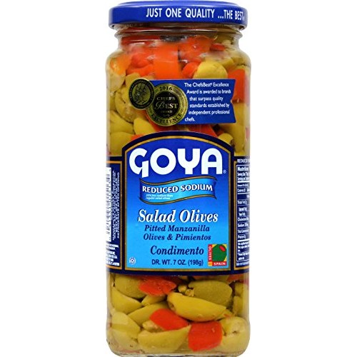 Goya Foods Salad Manzanilla Pitted Olives &Amp; Pimientos, Reduced S
