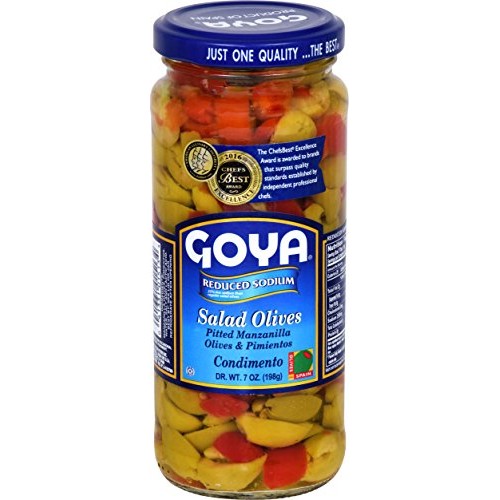 Goya Foods Salad Manzanilla Pitted Olives &Amp; Pimientos, Reduced S
