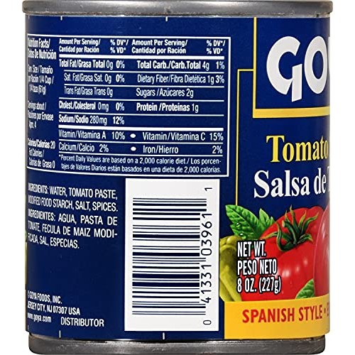 Goya Foods Tomato Sauce, Spanish Style, 8 Ounce Pack Of 48