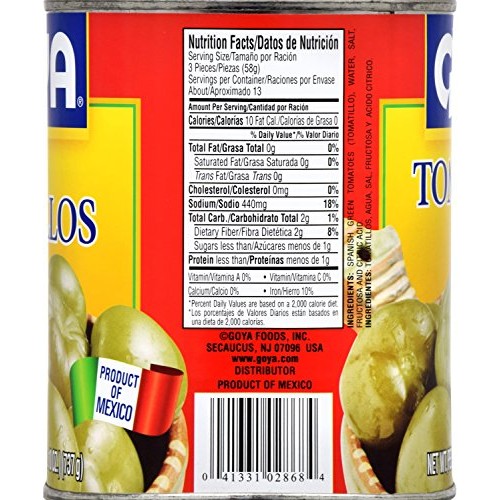Goya Foods Whole Tomatillos, 26-Ounce Pack Of 12