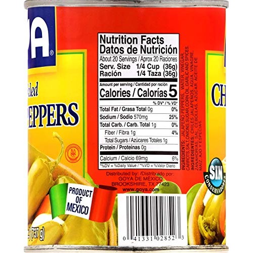 Goya Green Pickled Jalapeno Peppers 3 Pack, Total Of 78 Oz