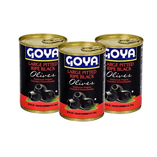 Goya Large Pitted Ripe Black Olives 6Oz,Pack Of 3 Aceitunas Ne