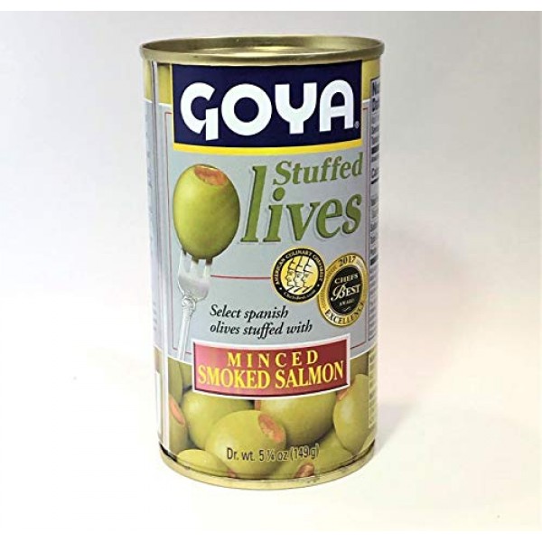 Goya Manzanilla Olives Stuffed With Salmon 5.25 Oz Pack Of 6