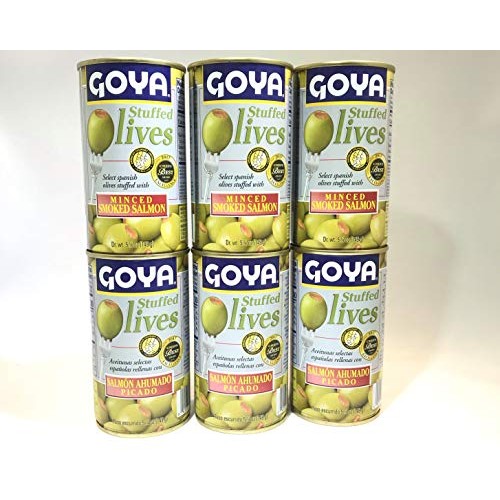 Goya Manzanilla Olives Stuffed With Salmon 5.25 Oz Pack Of 6