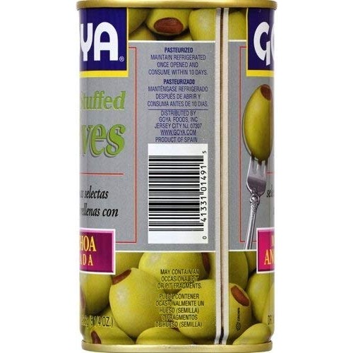Goya Manzilla Green Olives Stuffed With Anchovies, 5.25 Ounce Ca
