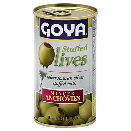 Goya Manzilla Green Olives Stuffed With Anchovies, 5.25 Ounce Ca