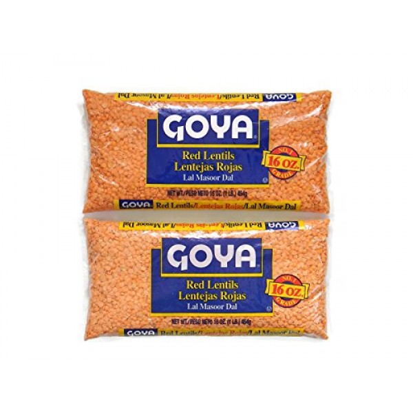 Goya Red Lentils 16 oz per pack 2 Pack Total of 32 oz/2 lbs - ...