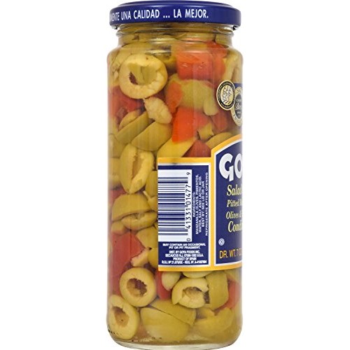 Goya Salad Olives, Pitted Manzanilla And Pimientos, 7 Ounce