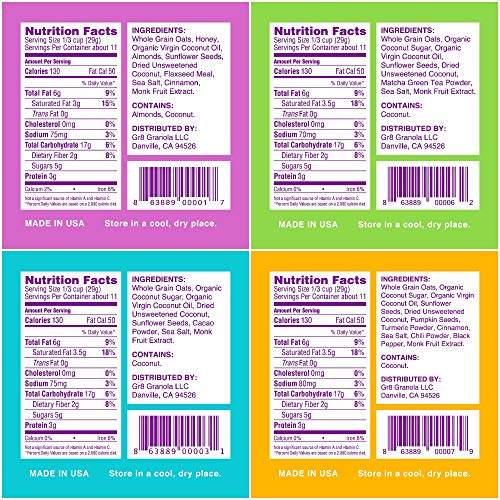 Gr8Nola Sampler Snack Packs - 4 Flavors - Healthy, Low Sugar Gra
