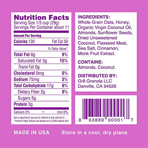 Gr8Nola The Original - Healthy, Low Sugar Granola Cereal - Made