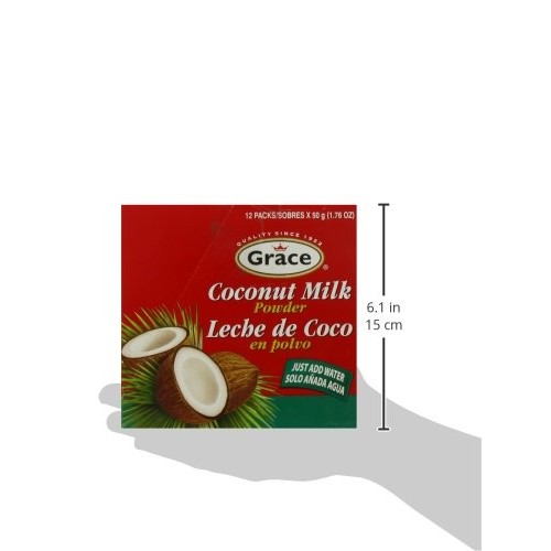 Grace Coconut Milk Powder Envelope, 1.76-Ounce 50G Pack Of 12