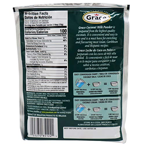 Grace Dry Coconut Milk Powder - 12 Pack - No Preservatives No Re