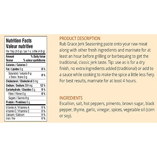 Grace Jerk Seasoning - Mild - 1 Bottle 10 Oz - Spicy Authentic J