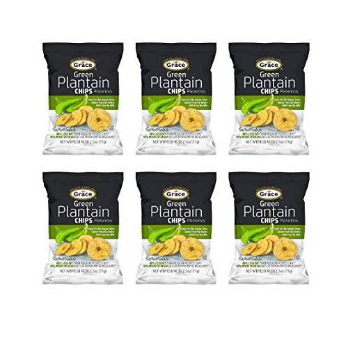 Grace Salted Green Plantain Chips 6 Pack, Total Of 15Oz