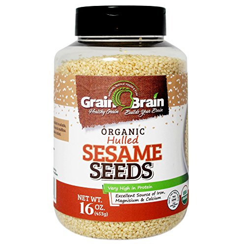 Grain Brain Organic Sesame Seeds White, Hulled, 16 Oz
