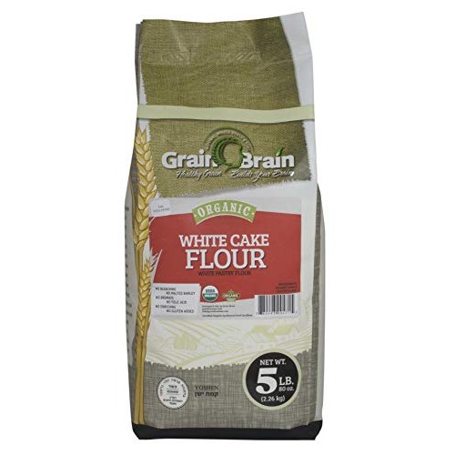 Grain Brain Organic White Cake Flour 5 Lb Pastry Flour ,Unblea