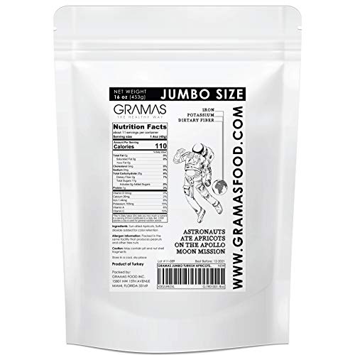 Gramas Jumbo Turkish Apricots In Resealable 1 Lb. Bag, Vegan, Gl