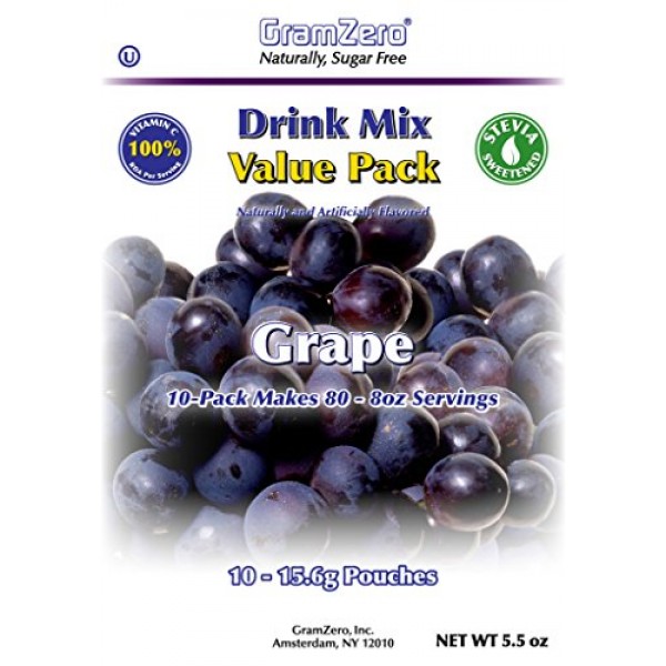 GramZero Grape Drink Mix, 10/2 QT Yield makes 80 - 8 oz serving...