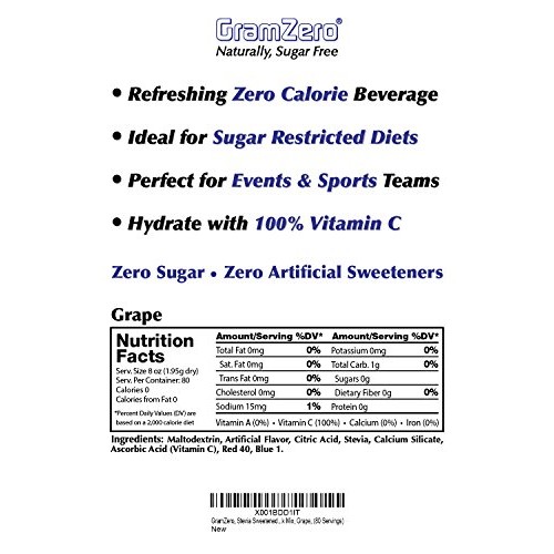 Gramzero Grape Drink Mix, 10/2 Qt Yield Makes 80 - 8 Oz Serving