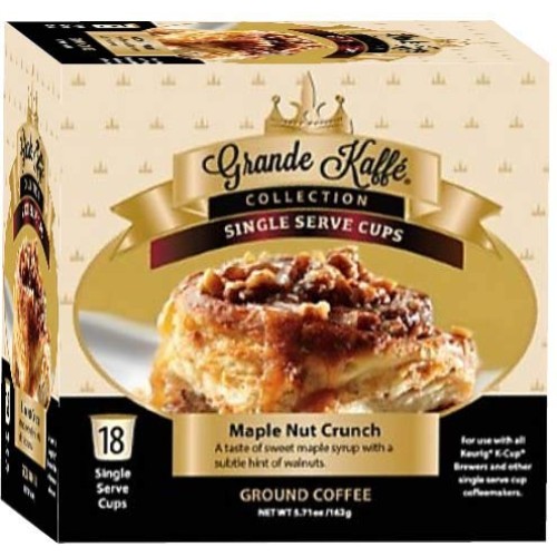 Grande Kaffe Single Serve, Maple Nut Crunch Coffee, Compatible W