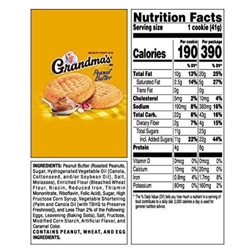 Grandmas Cookies Peanut Butter Flavored 8 Pack