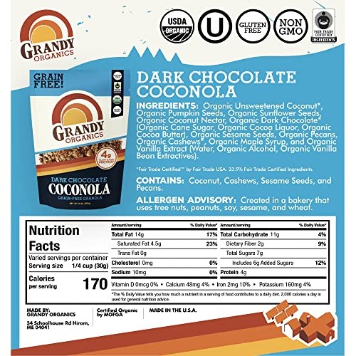 Grandy Organics Organic Coconut Granola, Variety Pack Coconola -...