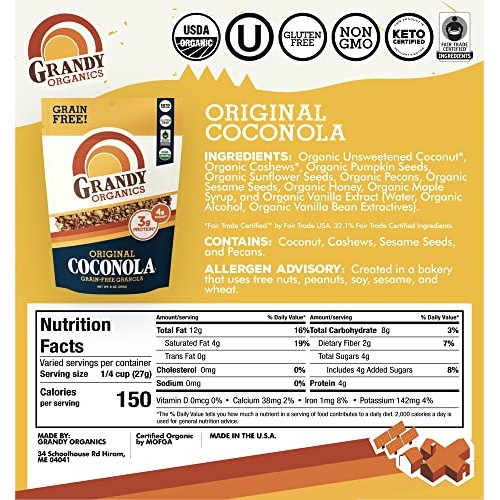 Grandy Organics Original Coconola Gluten Free Granola - Certifie...