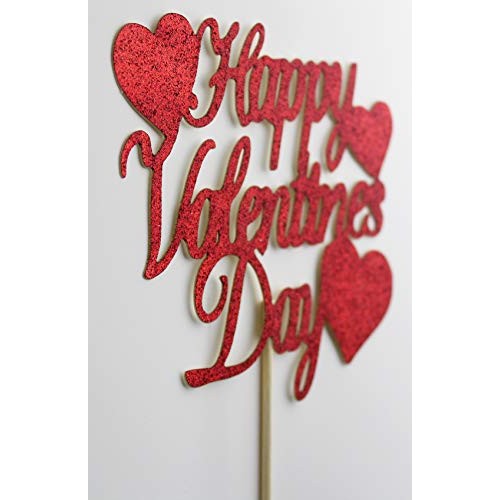 Grantparty Glitter Red Happy Valentines Day Cake Topper I Love