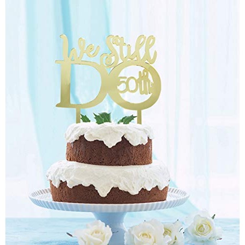 Grantparty Mirror Gold 50Th Anniversary Cake Topper We Still Do