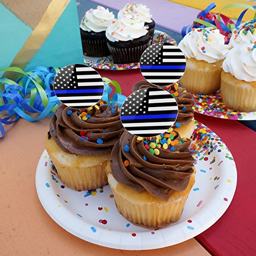 Graphics &Amp; More Thin Blue Line American Flag Cupcake Picks Toppe