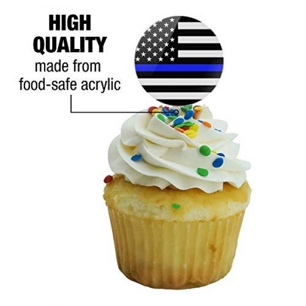 GRAPHICS & MORE Thin Blue Line American Flag Cupcake Picks Toppe...