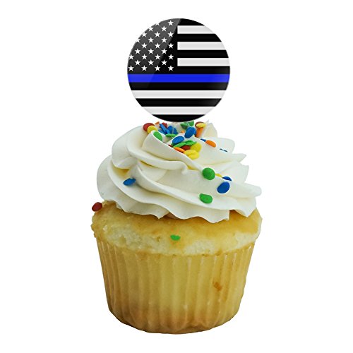 Graphics &Amp; More Thin Blue Line American Flag Cupcake Picks Toppe
