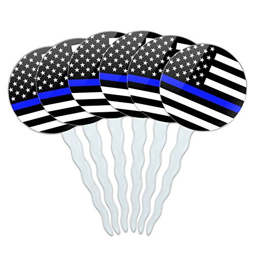 Graphics &Amp; More Thin Blue Line American Flag Cupcake Picks Toppe