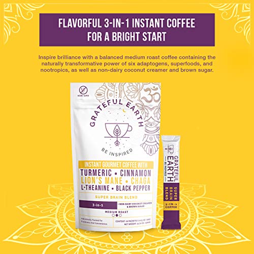 Grateful Earth: Super Brain Blend Instant Coffee - Medium Roast,