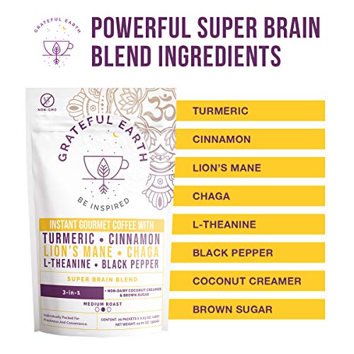 Grateful Earth: Super Brain Blend Instant Coffee - Medium Roast,