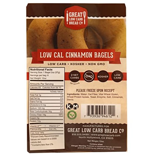 Great Low Carb 65 Calorie Cinnamon Bagels 2 Bags| | Vegan Friend...