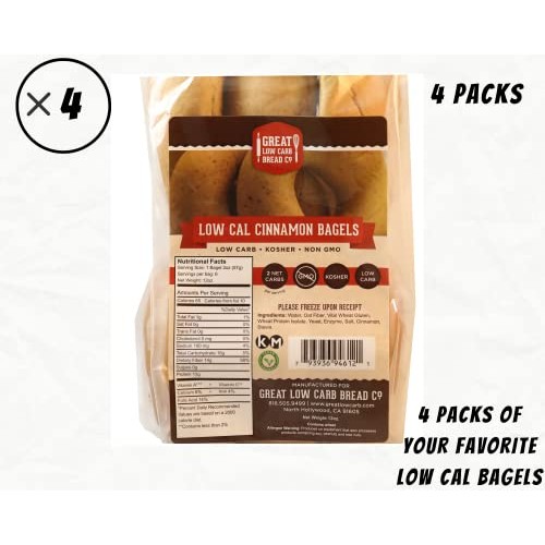 Great Low Carb 65 Calorie Cinnamon Bagels 4 Bags| | Vegan Friend...