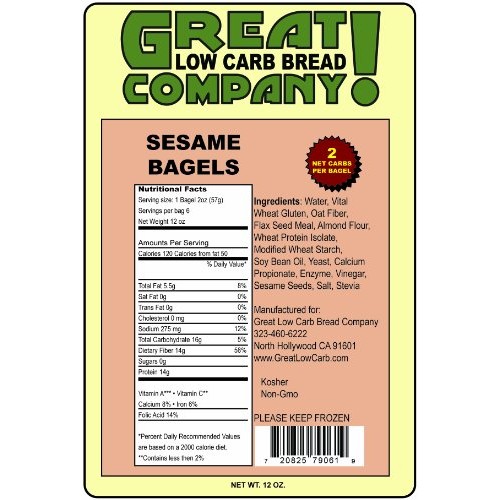 Great Low Carb Sesame Bagels 2 Bags