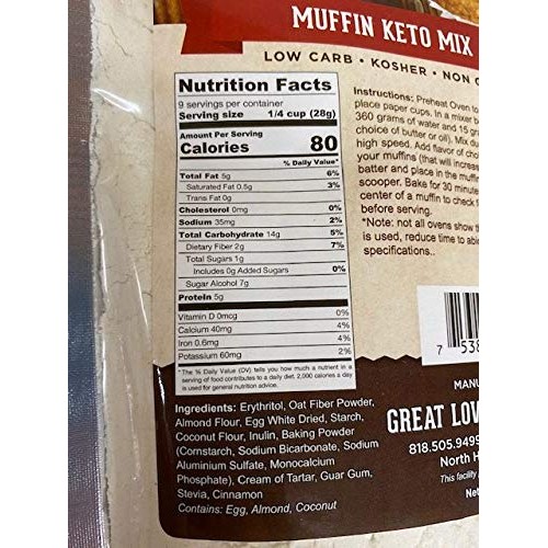 Keto Muffin Mix 9Oz Pack Of 2 By Glcb Co | Just 5G Net Carbs Per