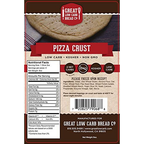 Low Carb Pizza Crust, 8 Oz., Great Low Carb Bread Company 3 Pack