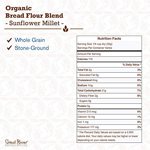 Great River Organic Milling, Bread Flour Blend, Sunflower Millet