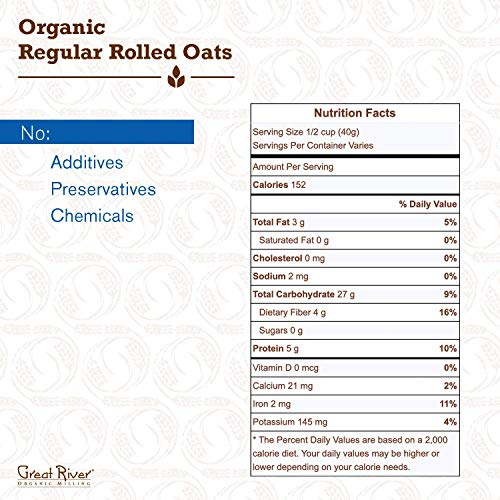Great River Organic Milling, Oatmeal, Regular Rolled Oats, Organ...