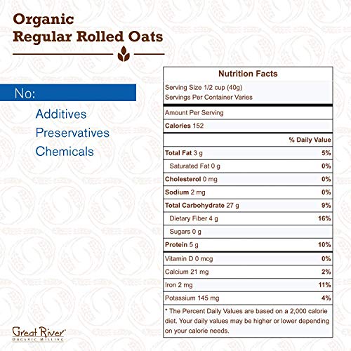 Great River Organic Milling, Oatmeal, Regular Rolled Oats, Organ...