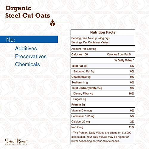 Great River Organic Milling, Oatmeal, Steel Cut Oats, Organic, 2
