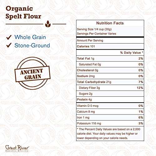 Great River Organic Milling Organic Specialty Spelt Flour, 25-Po