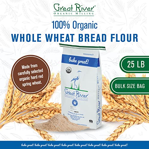 Great River Organic Milling Organic Whole Wheat Bread Flour, 25-...