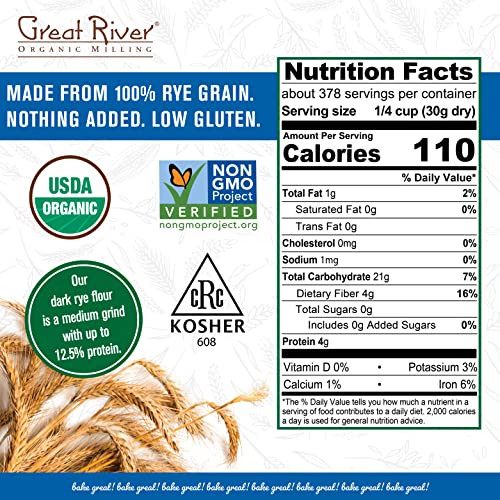 Great River Organic Milling, Specialty Flour, Dark Rye Flour, St...