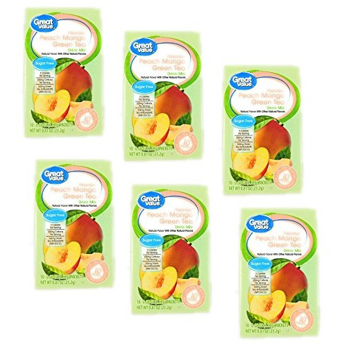Great Value Metabolism Peach Mango Green Tea Drink Mix, 10Ct Pa