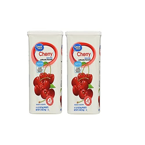 Great Value Cherry Drink Mix, 1.9 Oz- 6 Packets Pack Of 2